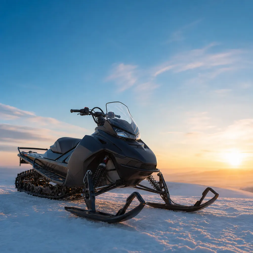Snöskoter och bank-app sida vid sida som symbol för partnerförsäkring.