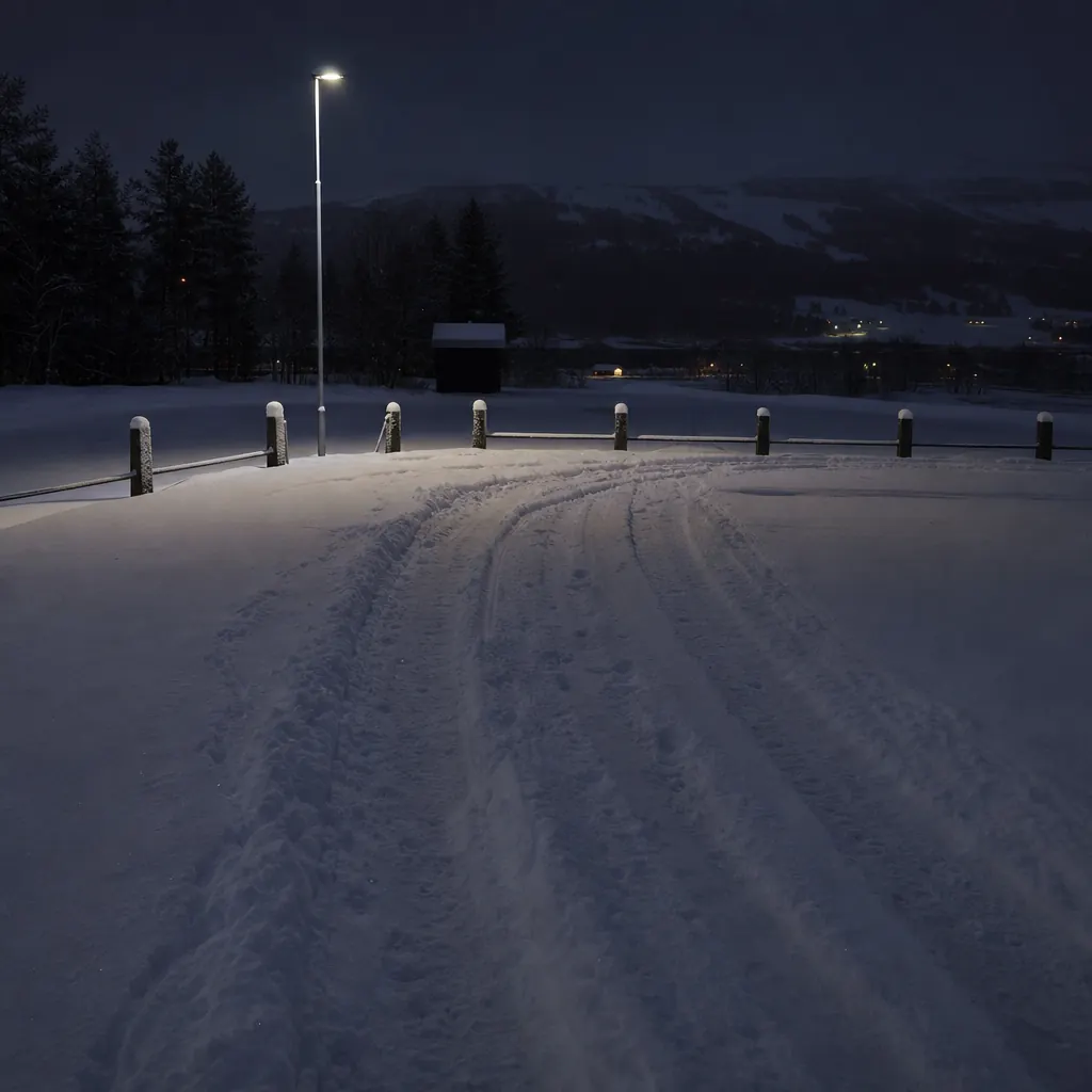 Skoter med kätting och hänglås i låsanordning under uppställning